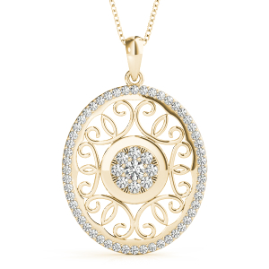 Soren Lab-Created Diamond Yellow Gold Pave Set  Cluster Pendant Necklace