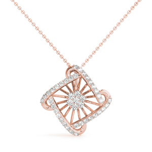 Alariv Lab-Created Diamond Rose Gold Prong Set Cluster Pendant Necklace