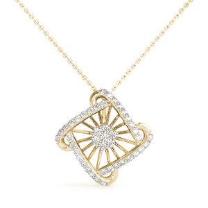 Alariv Lab-Created Diamond Yellow Gold Prong Set Cluster Pendant Necklace