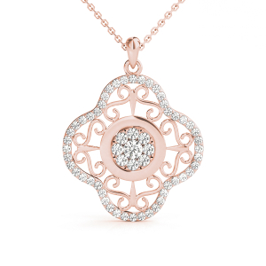 Stellan Lab-Created Diamond Rose Gold Bezel Set Cluster Pendant Necklace