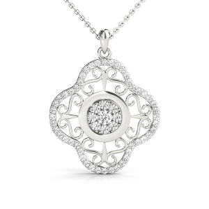 Stellan Lab-Created Diamond Round cut Bezel Set  Cluster Pendant Necklace