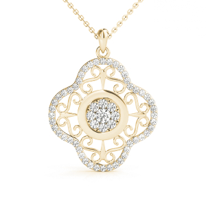 Stellan Lab-Created Diamond Yellow Gold Bezel Set Cluster Pendant Necklace