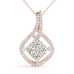 Leaner  Lab-Created Diamond Rose Gold Prong Set Cluster Pendant Necklace