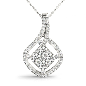 Leaner  Lab-Created Diamond Round cut Prong Set Cluster Pendant Necklace