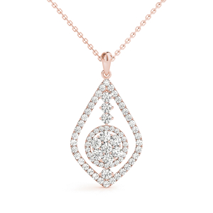 Romulus Lab-Created Diamond Rose Gold Prong Set Cluster Pendant Necklace