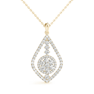 Romulus Lab-Created Diamond Yellow Gold Prong Set Cluster Pendant Necklace