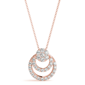 Phillip Lab-Created Diamond Rose Gold Prong Set  Circle Pendant Necklace