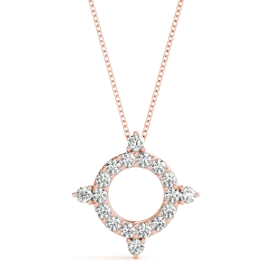 Myles Lab-Created Diamond Rose Gold Pave Set  Circle Pendant Necklace