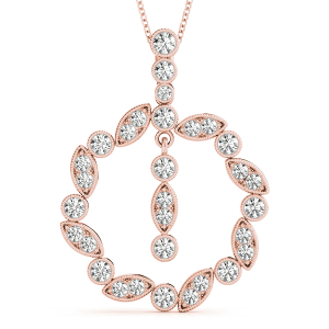 Dylan Lab-Created Diamond Rose Gold Prong Set  Circle Pendant Necklace