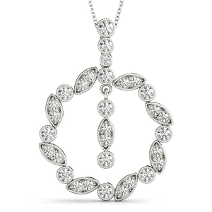 Dylan Lab-Created Diamond Round cut Prong Set  Circle Pendant Necklace