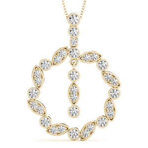 Dylan Lab-Created Diamond Yellow Gold Prong Set  Circle Pendant Necklace