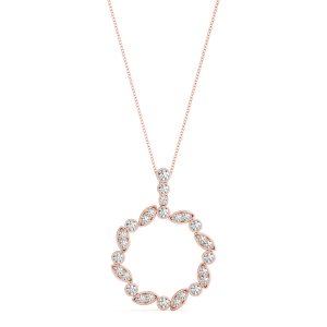 Connor Lab-Created Diamond Rose Gold Prong Set  Circle Pendant Necklace