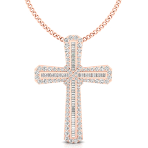 Lydia Natural Diamond Rose Gold Cross Pendants Necklaces