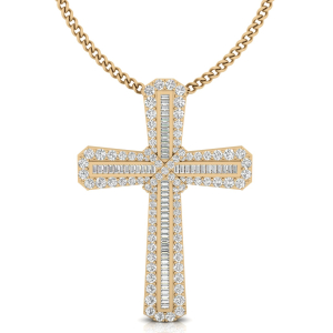 Lydia Natural Diamond Yellow Gold Cross Pendants Necklaces