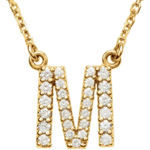 Gracy Natural Yellow Gold Prong Set Diamond Initial Necklace