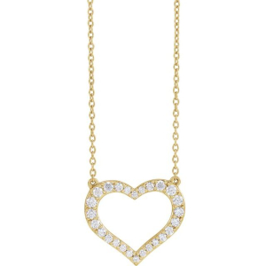 Prascovia Natural Diamond Yellow Gold Pave Set Heart Necklaces