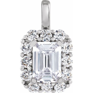 Natural Diamond 4 Prong Halo Pendant Necklaces