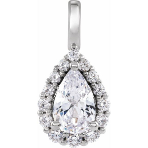 Natural Diamond 3 Prong Halo Pendant Necklaces