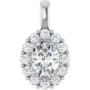 Natural Diamond 4 Prong Halo Pendant Necklaces