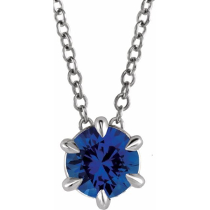 Blue Sapphire  Solitaire Pendant Necklaces