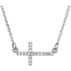 Jenithra Natural Diamond Round cut 4 Prong  Cross Pendant Necklace