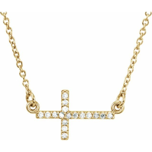 Natural Diamond Yellow Gold 4 Prong Cross Pendants Necklaces