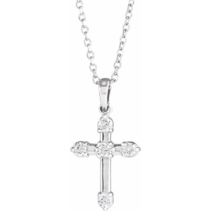 Natural Diamond Platinum Prong Set Cross Pendants Necklaces