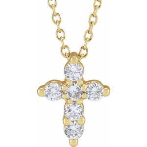 Felixa Natural Diamond Yellow Gold Prong Set Cross Pendant Necklace