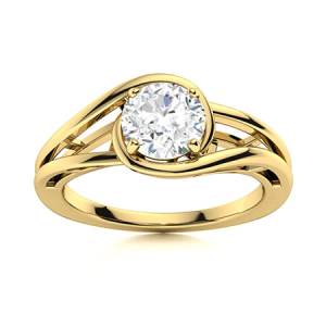 Caraline Natural Yellow Gold 4 Prong Solitaire Diamond Rings