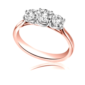 Demetrice Lab-Created Rose Gold 4 Prong Trilogy Ring Diamond Rings