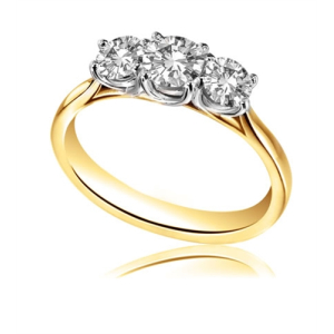 Demetrice Lab-Created Yellow Gold 4 Prong Trilogy Ring Diamond Rings