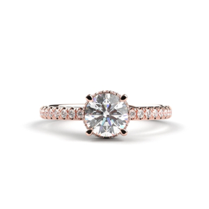 Benthe Lab-Created Diamond Rose Gold 4 Prong Side Stone Engagement Rings