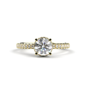 Benthe Lab-Created Diamond Yellow Gold 4 Prong Side Stone Engagement Rings