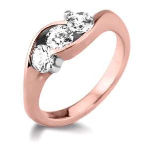 Dustee Lab-Created Rose Gold Tension 3 Stone Ring Diamond Rings