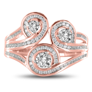 Lydia Natural Rose Gold Prong Statement Diamond Rings