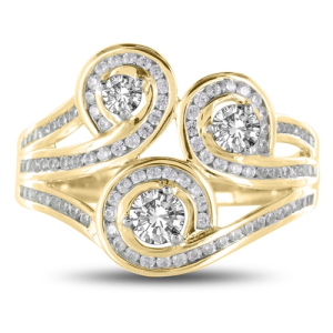 Lydia Natural Yellow Gold Prong Statement Diamond Rings