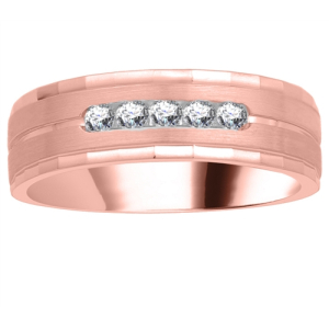 Ella Lab-Created Rose Gold 4 Prong Mens Diamond Rings