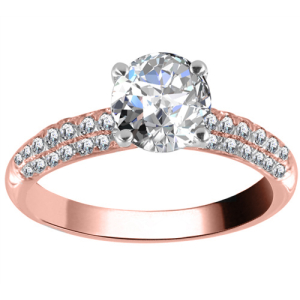 Elpida Lab-Created Rose Gold Prong Statement Diamond Rings