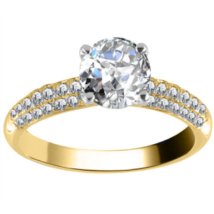 Elpida Lab-Created Yellow Gold Prong Statement Diamond Rings