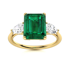 Bexley Emerald Yellow Gold  Diamond Rings