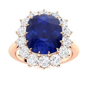 Alyxandria Blue Sapphire Rose Gold  Diamond Rings