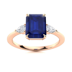 Alene Blue Sapphire Rose Gold  Diamond Rings