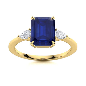 Alene Blue Sapphire Yellow Gold  Diamond Rings