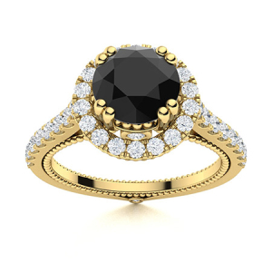 Auriah Yellow Gold Black Diamond Engagement Rings