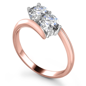 Myanna Lab-Created Rose Gold 4 Prong Two Stone Diamond Rings