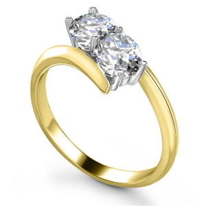 Myanna Lab-Created Yellow Gold 4 Prong Two Stone Diamond Rings