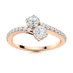 Maylynn Lab-Created Rose Gold 4 Prong Two Stone Diamond Rings