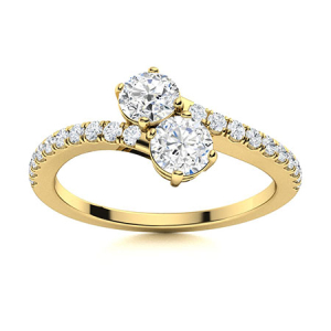 Maylynn Lab-Created Yellow Gold 4 Prong Two Stone Diamond Rings