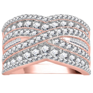 Eirene Lab-Created Rose Gold Pave set Statement Diamond Rings