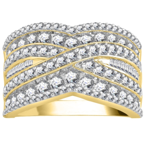 Eirene Lab-Created Yellow Gold Pave set Statement Diamond Rings